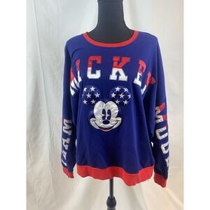 Disney Parks Americana Mickey Mouse Long‎ Sleeve Crewneck Women's Size XL